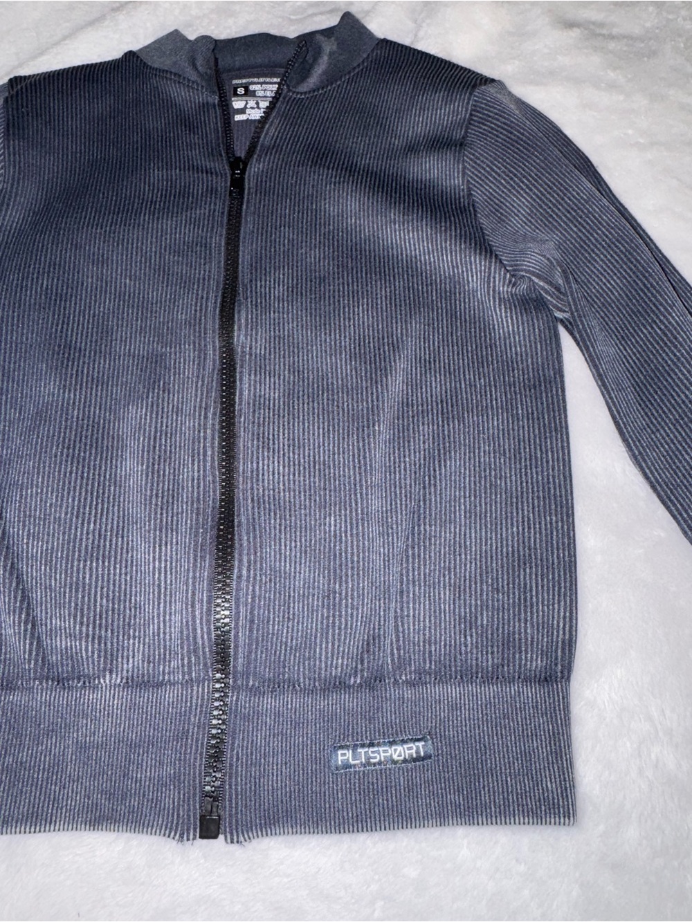 PrettyLittleThing Charcoal Ribbed Zip-Up Jacket - Picture 2 of 4